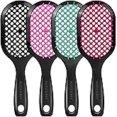 Aussumy 4 Pack Vented Detangling Hair Brush - Detangler Hairbrush with Soft Bristles for Effortless Tangle Free - Ideal for Wet Dry or Curly Damaged Hair for Women Men Kids