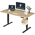 FLEXISPOT E6 Essential Bamboo 3 Stages Dual Motor 60x30 Inch Electric Height Adjustable Standing Whole-Piece Board Desk Sit Stand Up Desk (Black Frame + Bamboo Desktop)