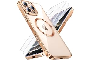 JUESHITUO for iPhone 16 Pro Max Case with 2X Screen Protector [Built-in Lens Protector] [Stronger N56 Magnets] [Not-Yellowing] Compatible with Magsafe Women Girls Color Case (6.9")-Desert Titanium