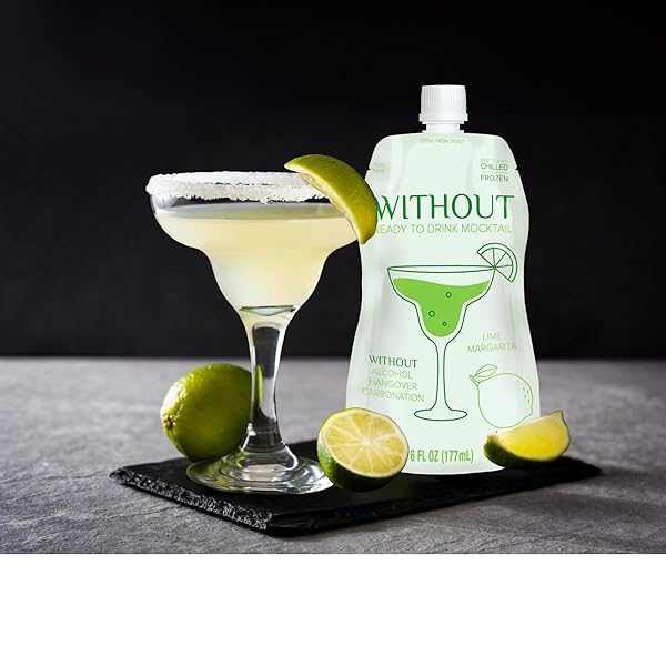 WITHOUT READY TO DRINK LIME MARGARITA MOCKTAIL, ZERO PROOF, NON-ALCOHOLIC, MIXER, CELEBRATION, PARTY, FROZEN OR CHILLED