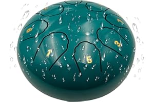 YAYUZEST Rain Chime Drum - 8 Note 6 Inch Rain Drum for Outside Garden, with Bag, Music Book, Drumsticks, Mallet Holder and Finger Paddles, Steel Tongue Drum for Gift Yoga Education (Moss Blue)