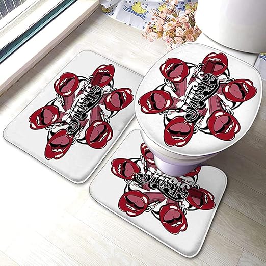 Alfombrilla de baño Juego de 3 Piezas Alfombra Música Gramófono