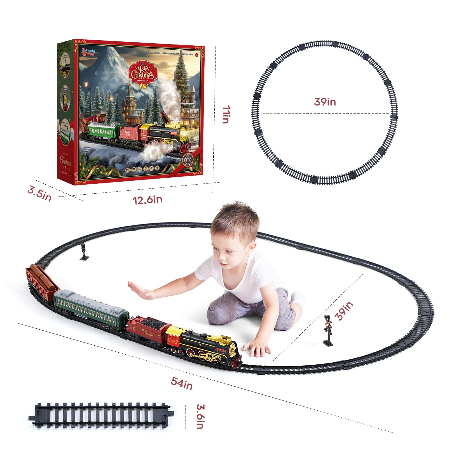 Elektrische Eisenbahn mit Rauch, Sound und Licht, Zugspielzeug mit leuchtenden Waggons Kleinkinder und Kinder, Jungen und Mädchen 5