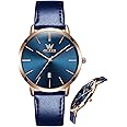 OLEVS Women Wrist Watches Ultra Thin 6.5mm Minimalist Dress Fashion Leather Strap Quartz Waterproof Date Day Slim Watches for Ladies
