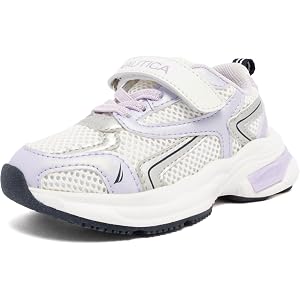 Nautica Kids Athletic Sneakers for Boys and Girls, Lightweight Running Shoes with Adjustable Hook and Loop Strap, Cushioned T