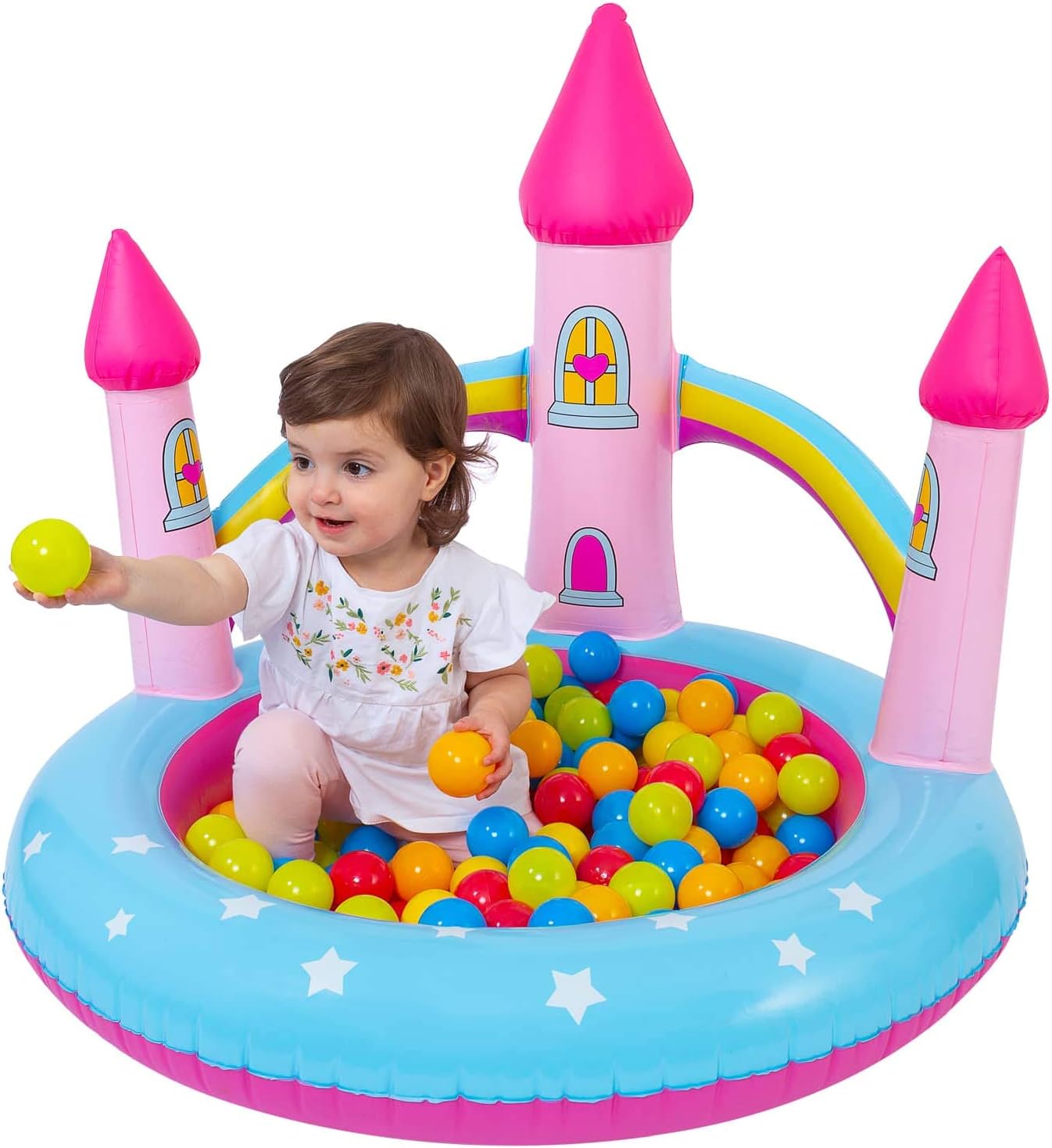 Giggle and Grow Princess Castle Inflatable Ball Pit/ Pool, fun indoor