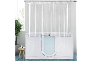 YISURE Short Shower Curtain Liner 48 Inch Length, Clear Peva Vinyl Waterproof Walk in Tub Shower Curtain Sets with 3 Heavy Magnets 70x48''