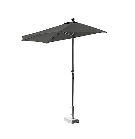 greemotion Balkonschirm Mykonos anthrazit, halb-runder Sonnenschirm mit 5 Stahlsprossen, Schirmdach mit UV-Schutz 35+, Stands