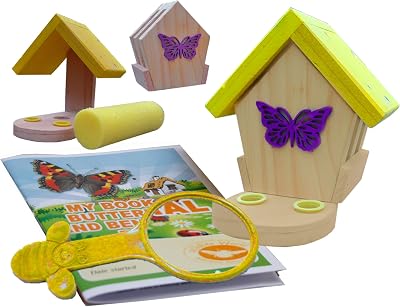 Wildlife World FSC Timber Butterfly Moth Feeder Habitat + Kids Book Magnifier