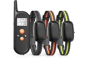 WISAFOI [2025 Version] Dog Shock Collar with Remote Control & Safe Boosted Shock, Dog Training Collar with Beep,Vibration,Shock&Boosted Shock, 3000ft, Rechargeable, Small Medium Large (Multicolor, for 3 Dogs)