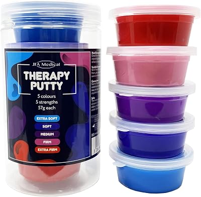 JFA Medical Therapy Exercise Putty 5 Strengths 57g Tubs - Colour-Coded