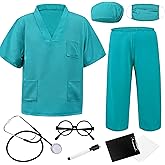 ZZIHAN Doctor Costume for Kids & Toddlers 9Pcs Scrubs Set for Boys & Girls Ages 3-12, Halloween, Career Day, Dress-Up Play