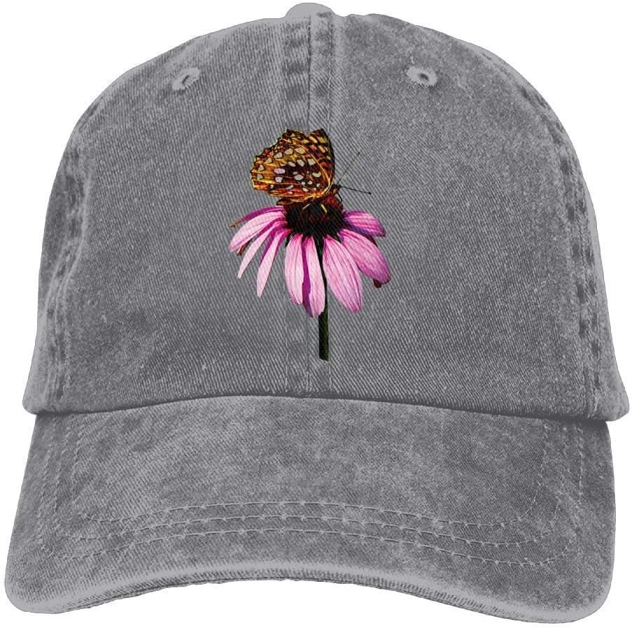 Presock Flower Butterfly Denim Hat Adjustable Unisex Plain Baseball Hats