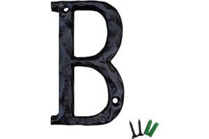 YICC 5 Inch High House Letters, Solid Cast Iron Home Address Letters, Perfect Matching Our 5.5 Inch House Numbers, Black Finished (Letter B)