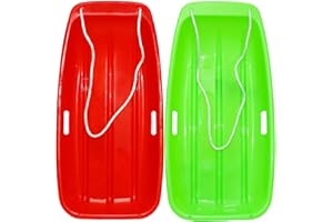 CHOOSEYO Plastic Toboggan Snow Sled for Adult and Kids-Durable Cold-Resistant Flexible Design, Accommodate1-2 Riders,with Pull Rope & Handles for Winter Outdoor Sports-35 Inch