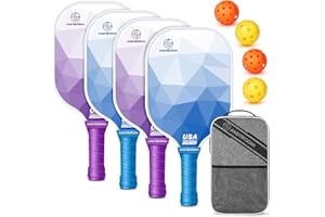 Mayboom Pickleball Paddles Set of 2 or 4, USAPA Approved Pickleball Set with 4 Pickleball Balls and Pickleball Bag, Fiberglass Pickle Ball Rackets 2 Pack for Beginner