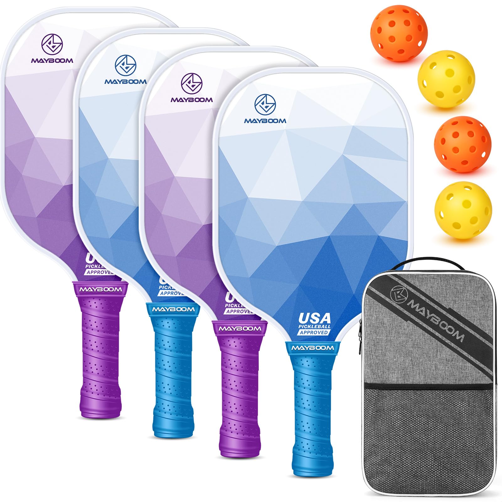Pickleball Paddles Set of 2 or 4, USAPA Approved Pickleball Paddles Set with 4 Pickleball Balls and Pickleball Carry Bag, Fiberglass Pickle Ball Rackets 2 Pack for Beginners(Crystal 4Set) Image Pickleball Paddles Set of 2 or 4, USAPA Approved Pickleball Paddles Set with 4 Pickleball Balls and Pickleball Carry Bag, Fiberglass Pickle Ball Rackets 2 Pack for Beginners(Crystal 4Set) Image