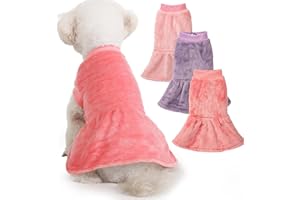 FabriCastle Small Dog Dress Clothes, 3-Pack Sweaters XS Small for Dogs Girl & Cats, Ultra Soft Warm Pet Coats for Winter, Female Puppy Apparel, Doggy Outfits XXS – XL (Pink,Violet,Rosepink, Medium)