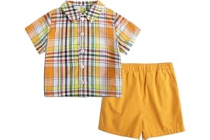 Jobakids Toddler Boys Cotton Clothing Sets Short Sleeve Tee and Shorts, Toddler Clothes for Boys 2Y-13Y