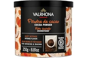 Valrhona Dark French Cocoa Powder. Chef’s Choice Cocoa Powder. Warm, Red Color, Pure, Dark, Intense Flavor, Great for Desserts and Hot Chocolate. Kosher 250g
