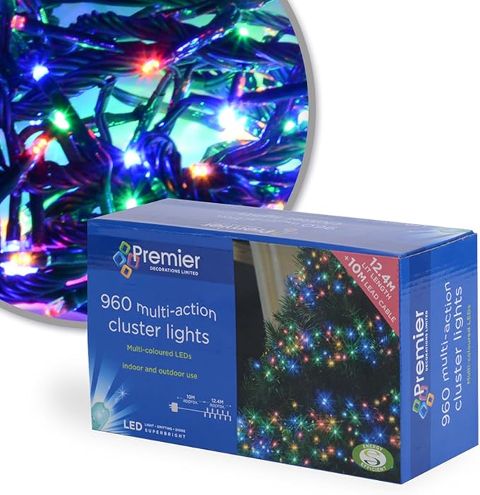 MultiColour 960 LED Cluster Christmas Lights Amazon.co.uk Kitchen & Home