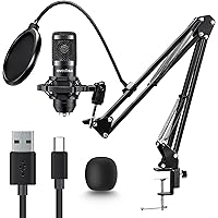 ovedisa USB Microphone, Professional 192kHz/24Bit Plug & Play PC Computer Condenser Cardioid Mic Kit with Sound Advanced Chip