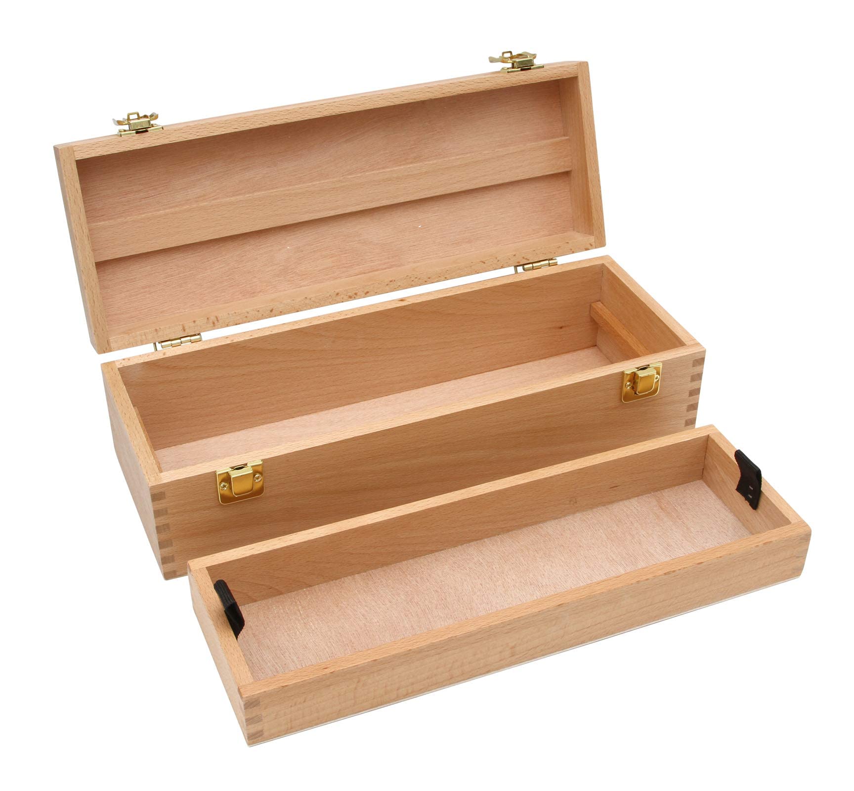 PAINTERSISTERS® Pauli Utensil Case, 36 x 13 x 11 cm Box Made of Sustainable Beech Wood, Painting Case, Organiser with Handle and Removable Insert, for Art Supplies, Tools, Hobby, Sewing Kit, Jewellery