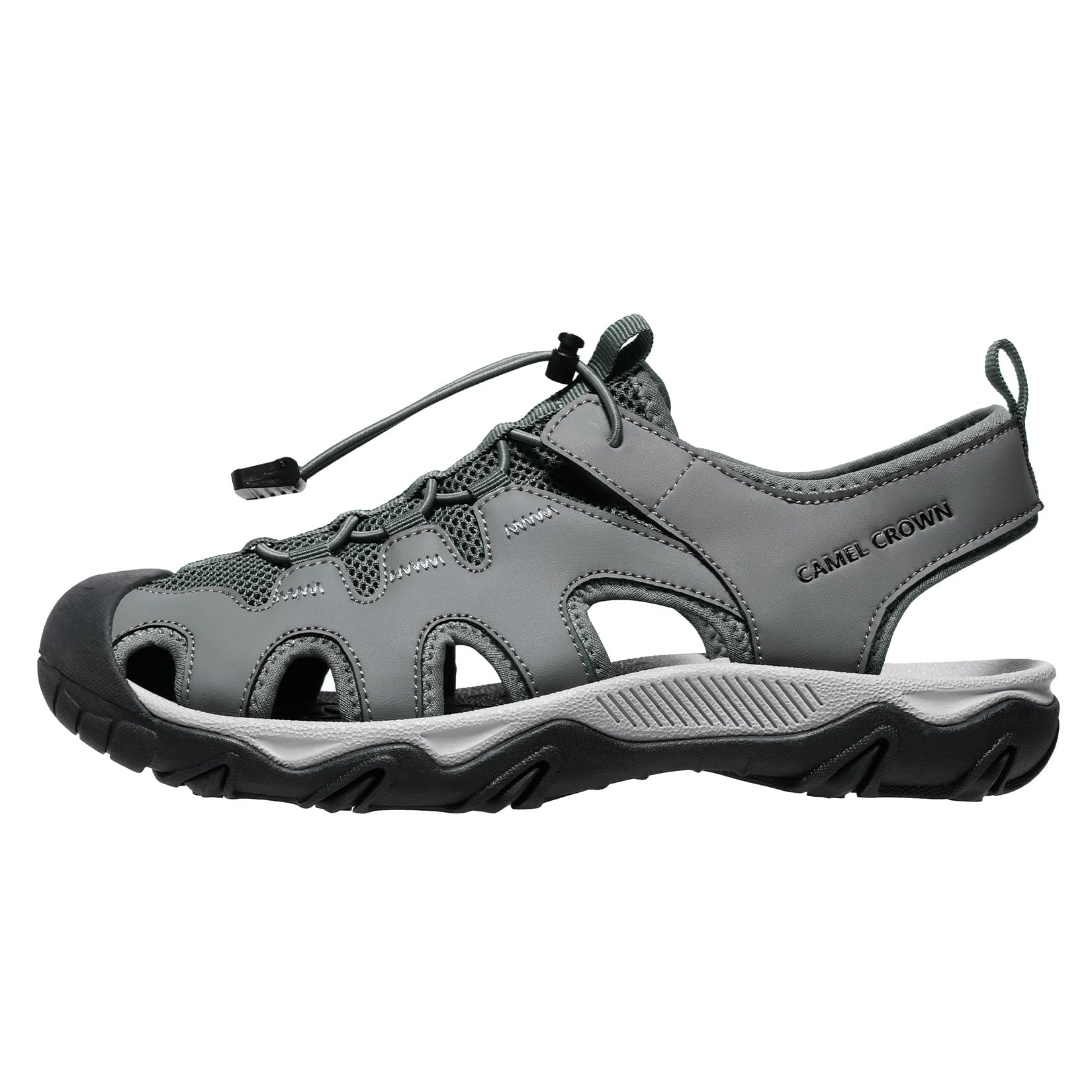 Photo 1 of CAMEL CROWN Men's Hiking Sandals Anti-Slipping Athletic Water Shoes with Arch Support Closed Toe Summer Camping Sandal for Beach Outdoor Grey