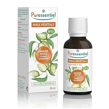 Amazon Com Puressentiel Organic Sweet Almond Vegetable Oil Benefits Hair And Skin 100 Pure Natural Vegan 3 1 Fl Oz Beauty