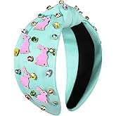 vokone Easter Headbands for Women Girls Cute Easter Bunny Headband Jeweled Crystal Embellished Knotted Headband Holiday Party Hair Accessories (Bunny Blue)