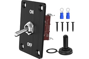 RVMARINEPAT Heavy Duty Toggle Switch 12V DC 30A Waterproof Toggle Switch 2 Pin ON/Off SPST with Mounting Panel, Weatherproof 