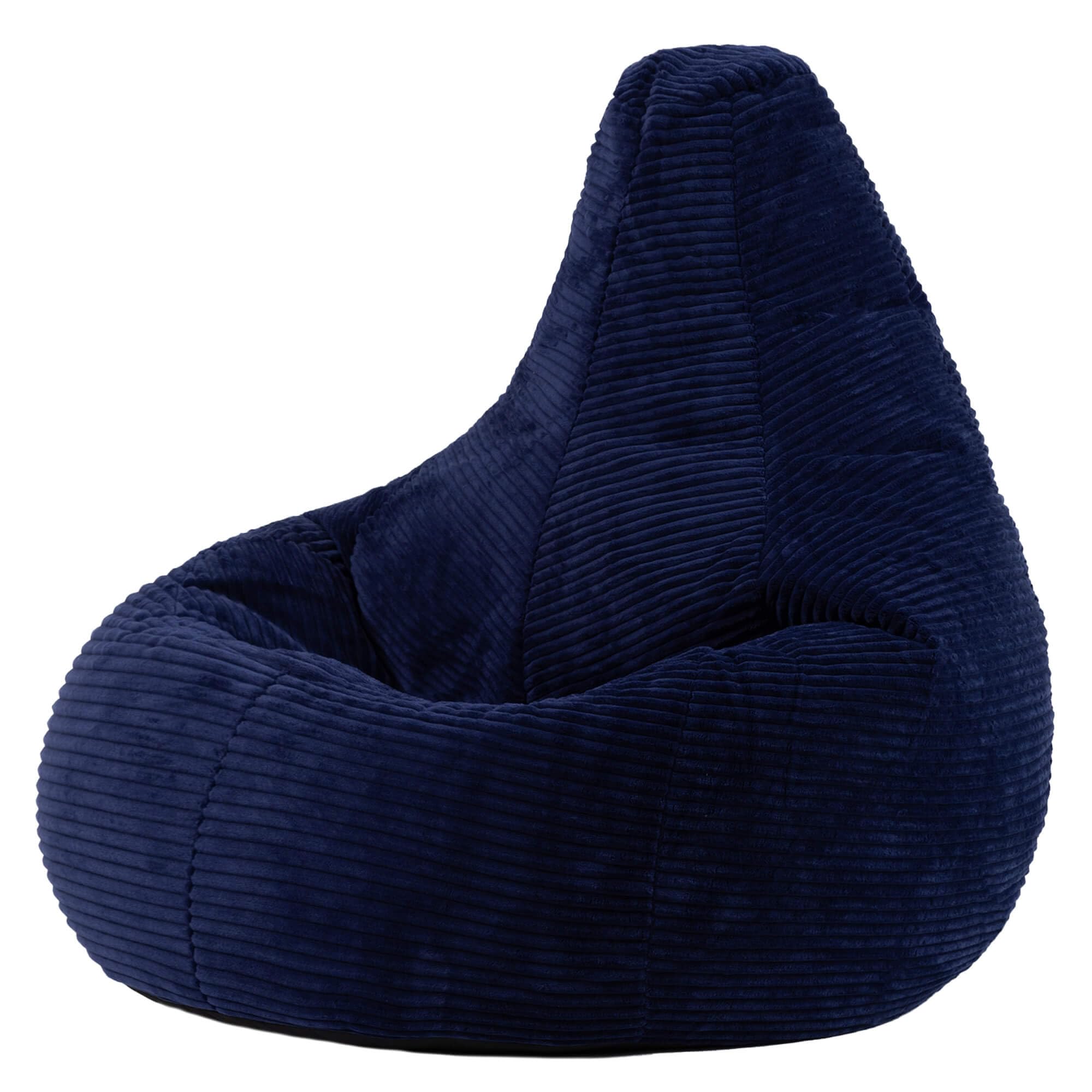 icon Dalton Cord Bean Bag Chair, Navy Blue, Large Adult Bean Bag with Filling Included, Comfy Chair, Living Room Furniture, Bedroom Furniture