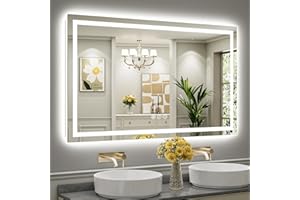 BRIIVUE 60"x36" LED Bathroom Mirror with Lights, Backlit & Front Lit, Anti-Fog Lighted Bathroom Vanity Mirror for Wall, Memory Function, Dimmable, HD Tempered Glass, Shatter-Proof