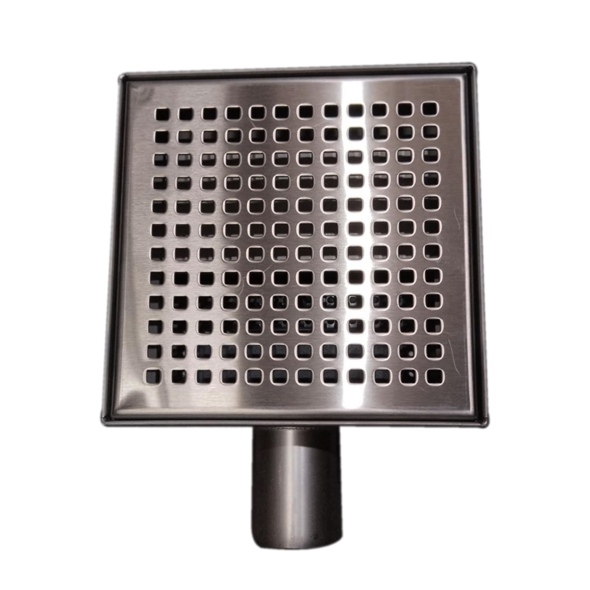 Shower Drain Stainless Steel Square Floor Drain 20cm with 360° Siphon, Hair Strainer and Shower Drain Cover Adaptor for Bathroom