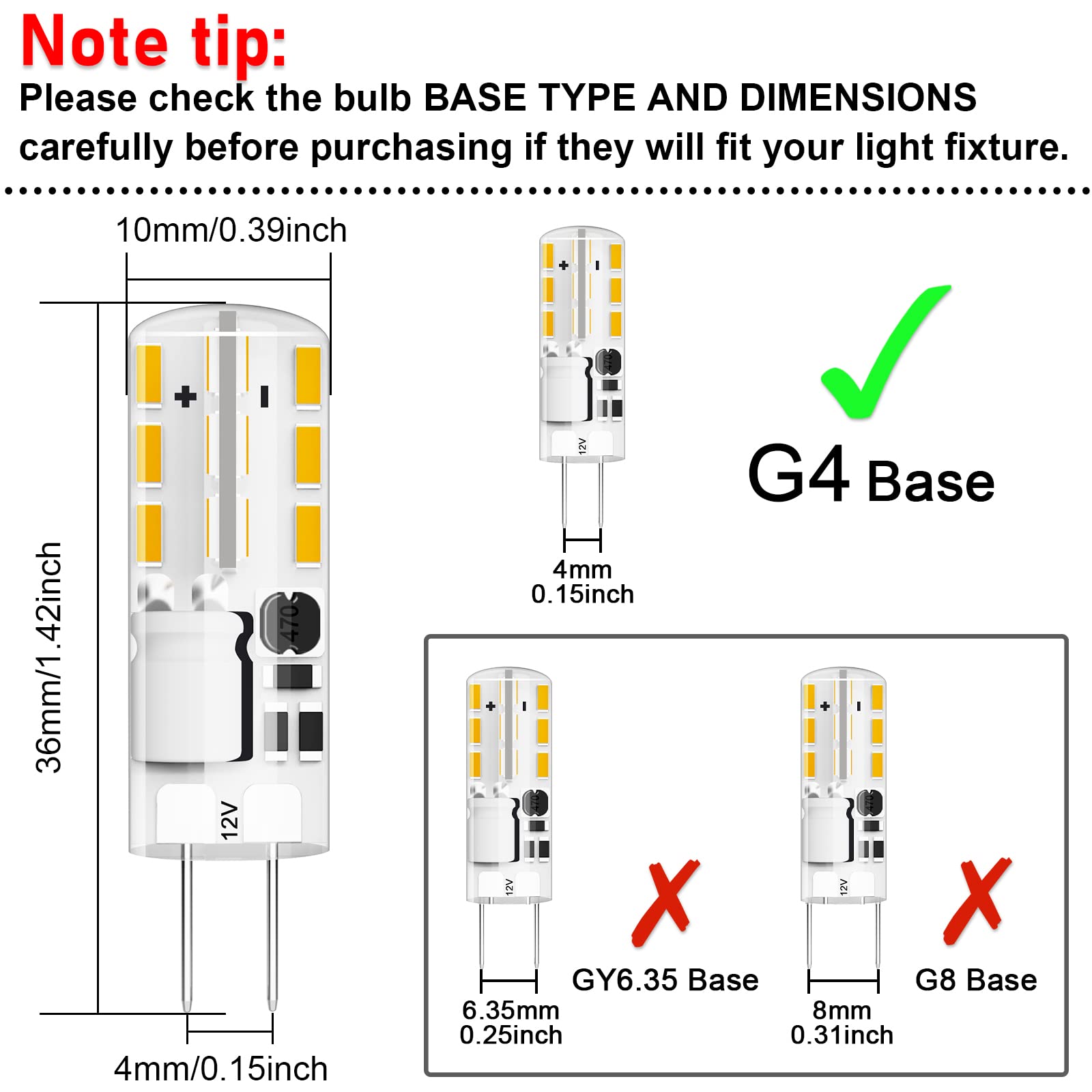 Gaormii G4 LED Bulb JC Type BiPin Base Bulb 1.5W AC/DC 12V 10W T3
