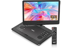 KPKUE 15.6" FHD Portable DVD Player with 13.3" Swivel Screen, 1920 * 1080P Car Player for Kids, 4 Hours Rechargeable Battery Support USB/SD Card, Multiple Disc Formats, Type-C/HDMI Port Dual Speakers