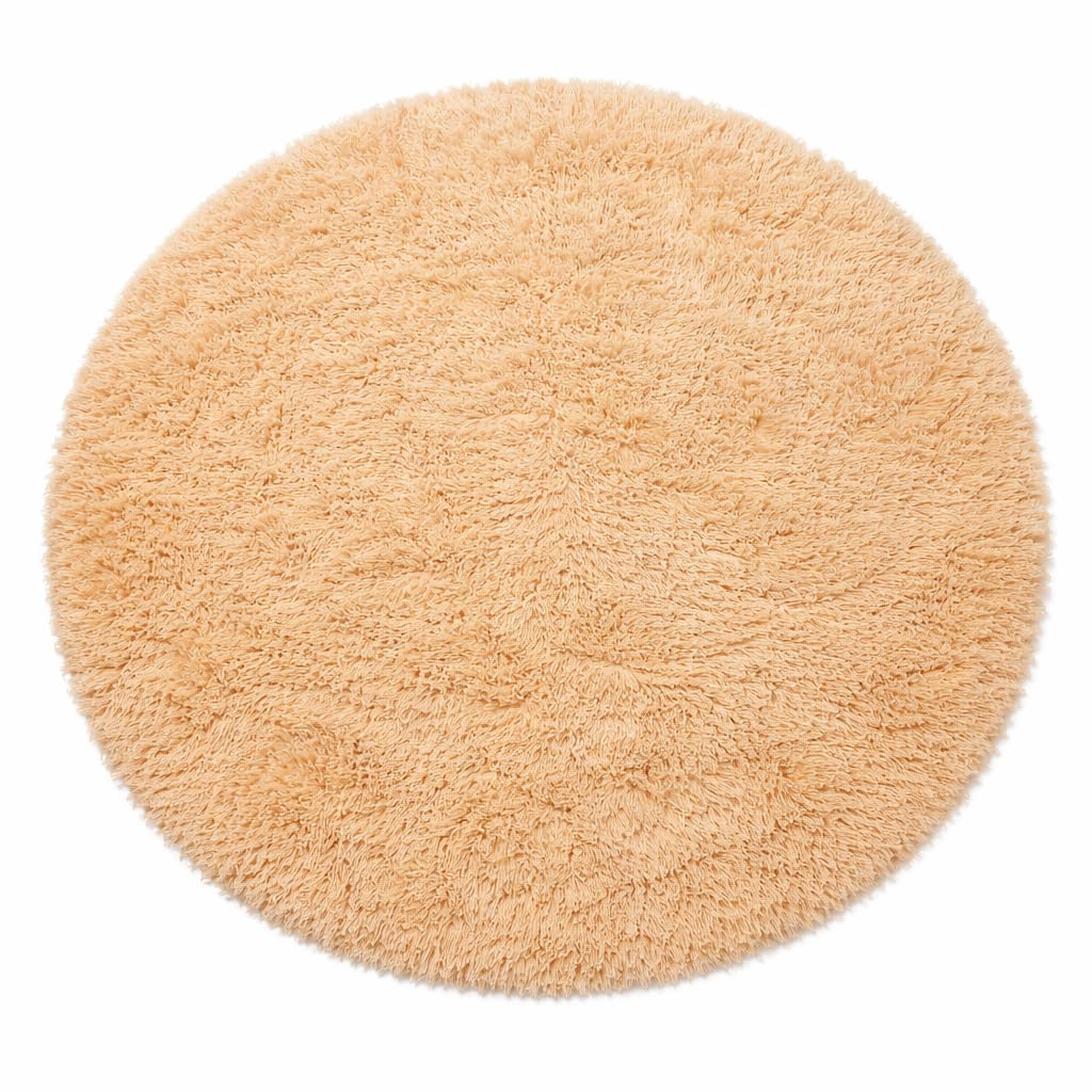 Aspire Homeware Round Rugs Living Room 120x120cm - Beige Area Rugs for Bedroom Anti Slip - Modern Super Soft Thick Pile Small Fluffy Shaggy Rug Non Shedding