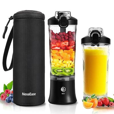 Portable Blender Personal Juicer for Shakes and Smoothies - 20 OZ Electric Protein Shaker Bottle with Insulated Sleeve, Travel Lid, USB-C Rechargeable - Mini Small Blender Cup for Kitchen, Office, Gym