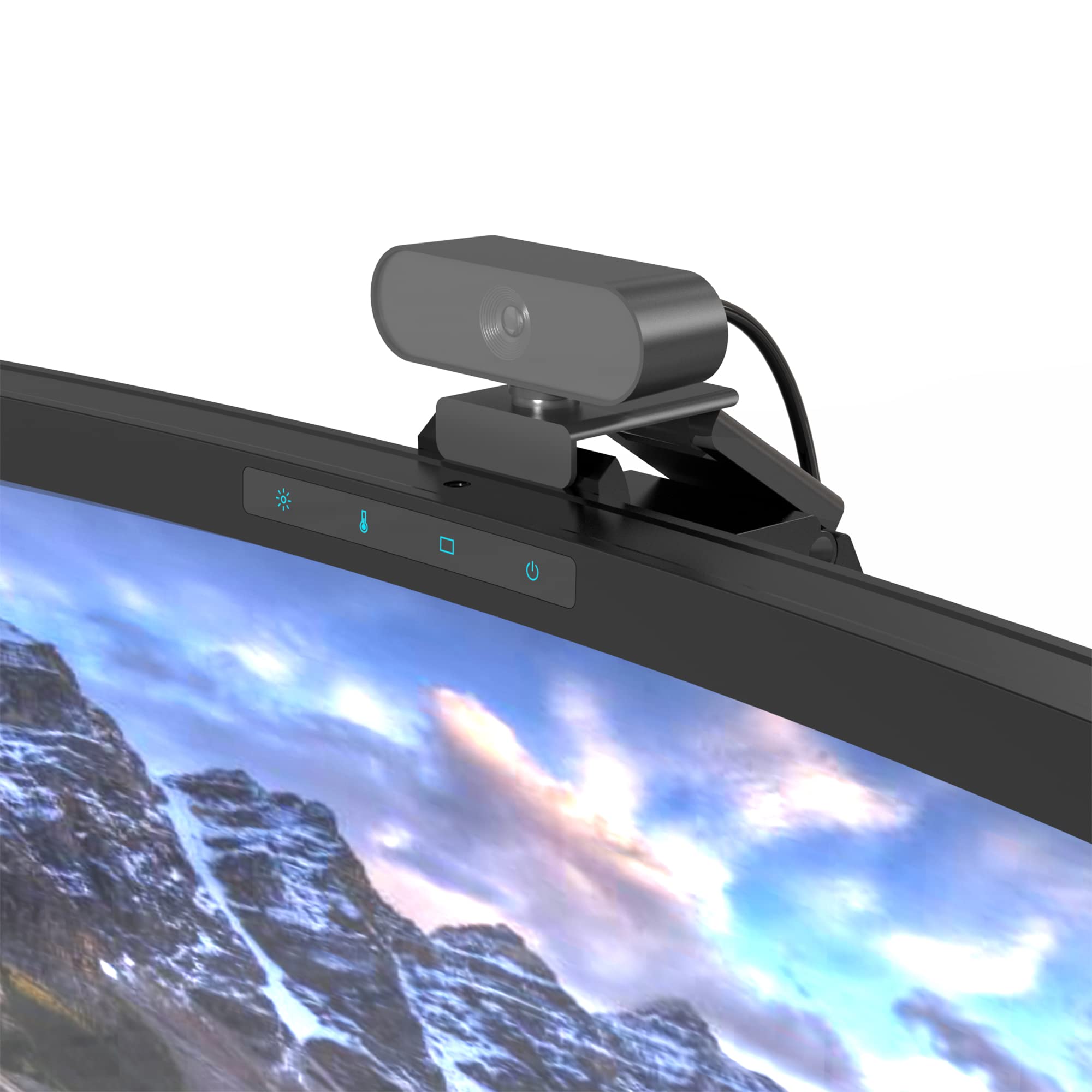 ONWAY Curved Monitor Light Bar with Wireless Remote,Monitor Light Bar with Auto-Dimming and Camera Base,Applicable to All Screens. No Screen Glare,for (Basic)