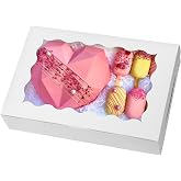 Moretoes 15pcs Cookie Boxes with Window,12x8x2.5 In White Bakery Boxes | for Chocolate Covered Strawberries, Cakes, Pies, Muffins, Donuts and Pastries