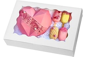 Moretoes 15pcs Bakery Boxes,12x8x2.5 Inches Cookie Boxes with Window, for Chocolate Covered Strawberries, Cakes, Pies, Muffins, Donuts and Pastries