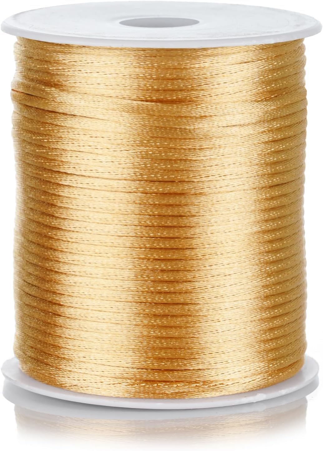 FQTANJU 2mm Nylon Satin Cord, 100 Yards Nylon Cord Satin String for Bracelet Jewelry Making Silky Rattail Macrame Trim Cord Necklace Bulk Beading Thread Kumihimo Chinese Knot Craft (Khaki)