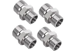 Jiawu 4Pcs M14 to M16 Hydraulic Fitting Adapters for Mini Excavator, Carbon Steel Hydraulic Hose Adapters Thread Connector Co