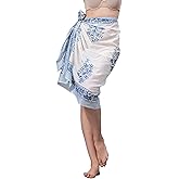 Women's Short 100% Cotton Hand Block Sarongs Beach Wrap Sheer Bikini Colors Wraps Chiffon Cover Ups for Swimwear Sarong Skirt