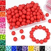 NUKAYAI 70Pcs Silicone Beads 15mm Scarlet Red Silicone Beads for Keychain Making Rubber Round Bulk Silicon Bead for DIY Bracelets and Necklace Crafts Making (Scarlet Red)