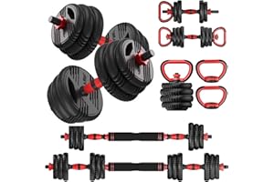UNNMIIY Adjustable Dumbbell Set, 22LB/44LB/66/88LB Weights, 4-in-1 Dumbbell Set with Connector for Home Gym, Used as Dumbbell, Kettlebell, Barbell, Push-up Stand, Fitness Equipment for Men/Women