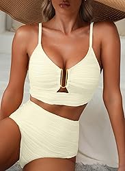 Herseas Womens Sexy U Wired Ruched Push Up 2 Piece
