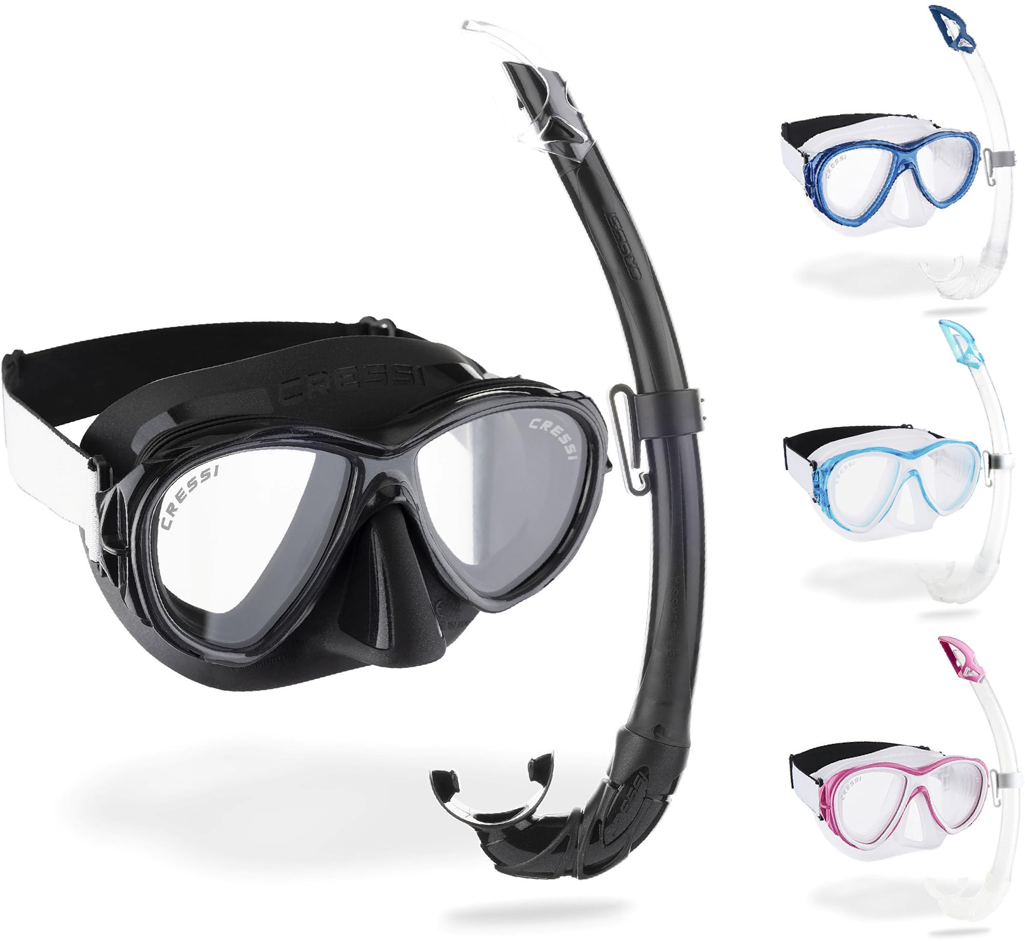 Cressi Samoa & Mexico - Combo Set Mask Samoa + Snorkel Mexico Diving and Snorkelling, Black/Black, One Size, Unisex Adult