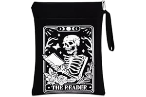 KARDOBE Book Covers, Book Sleeve with Zipper, Book Lover Gifts, Skeleton, Gothic, Halloween Decoration.