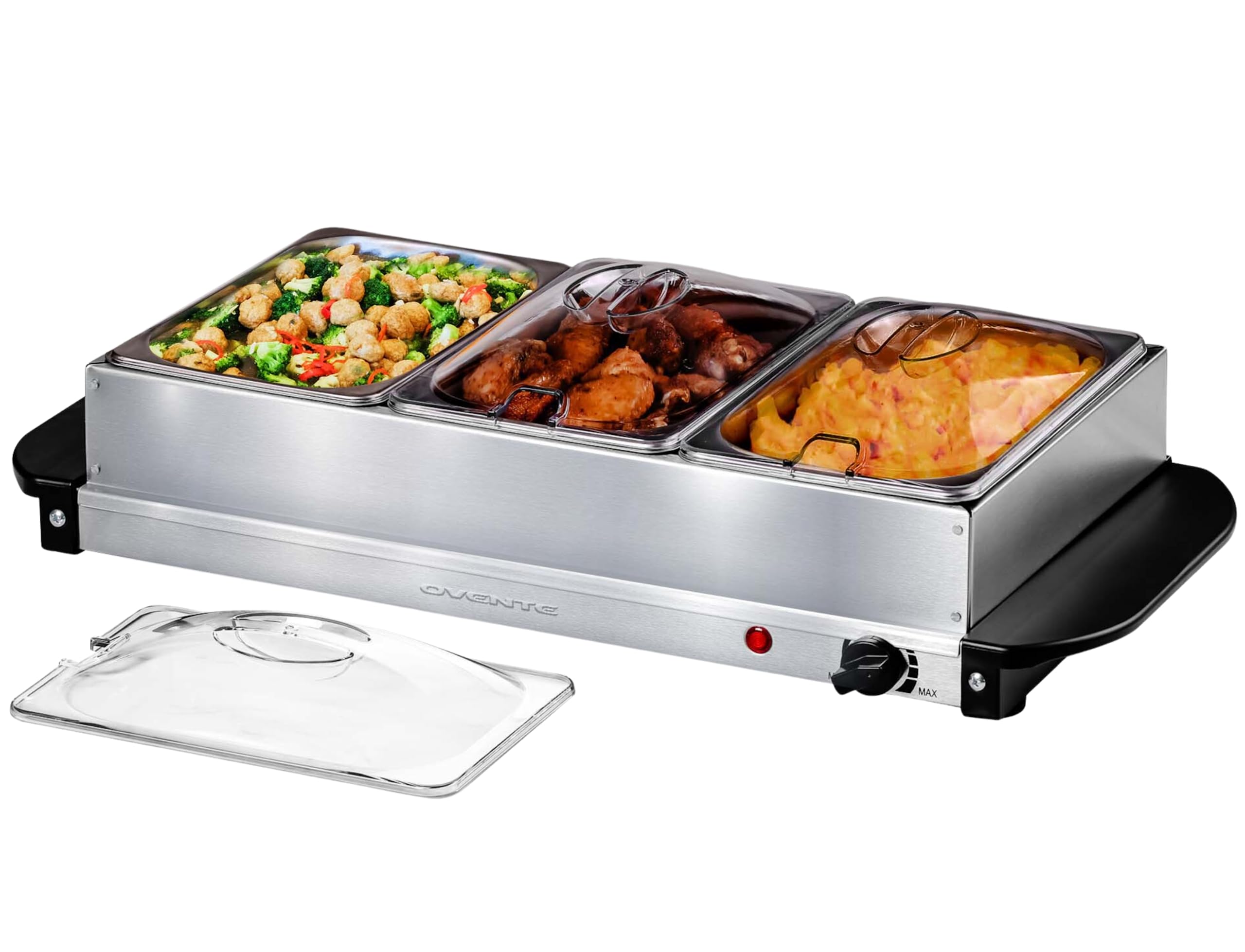 Photo 1 of OVENTE Electric Buffet Server and Food Warmer, Three 1.5 Quart Chafing Dish Set with Stainless Steel Warming Tray Perfect for Holidays and Dinners, Silver FW173S